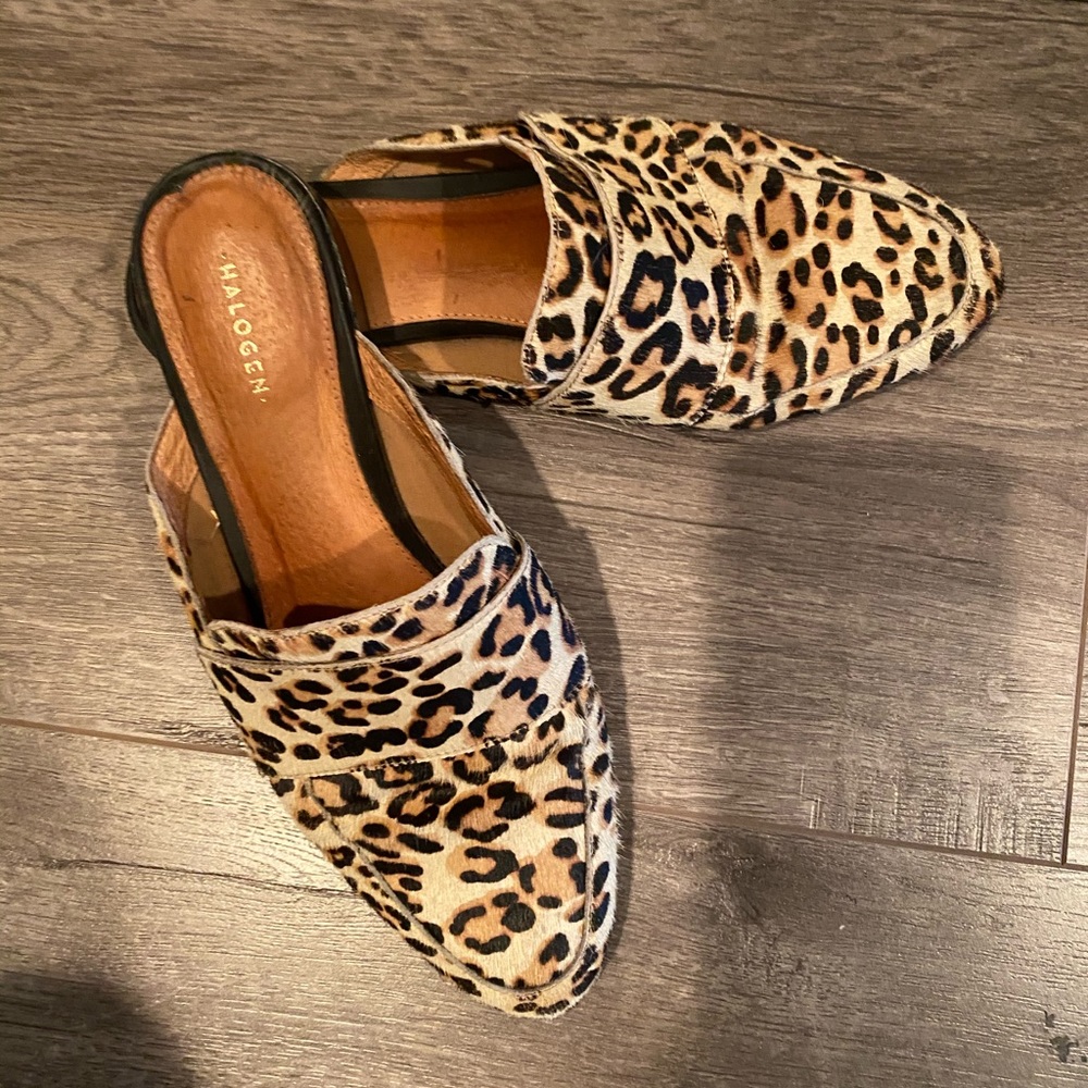 Halogen Leopard Mules